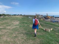 Heading across Southsea Common - the works on the coast are part of the £160m Southsea Coastal Scheme which is upgrading the sea defences to reduce flood risk